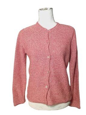 Women LL Bean Marled Button Front Cotton Cardigan